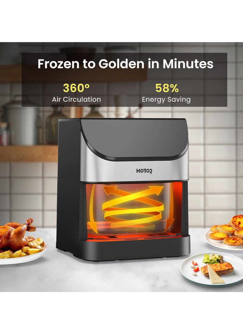 HOTOR - Touch Air Fryer, Oil Free Cooking Air Fryer With Digital Control Panel Display 1500W Sliver 6L Family Size, One-Touch Digital Control Presets, French Fries, Chicken, Meat, Fish, - Image 1