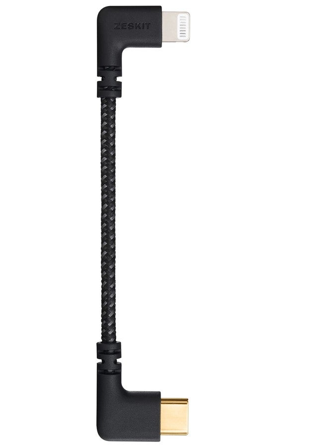 Zeskit MFi Certified Lightning to USB C Cable Right Angle 10cm Braided - Image 1