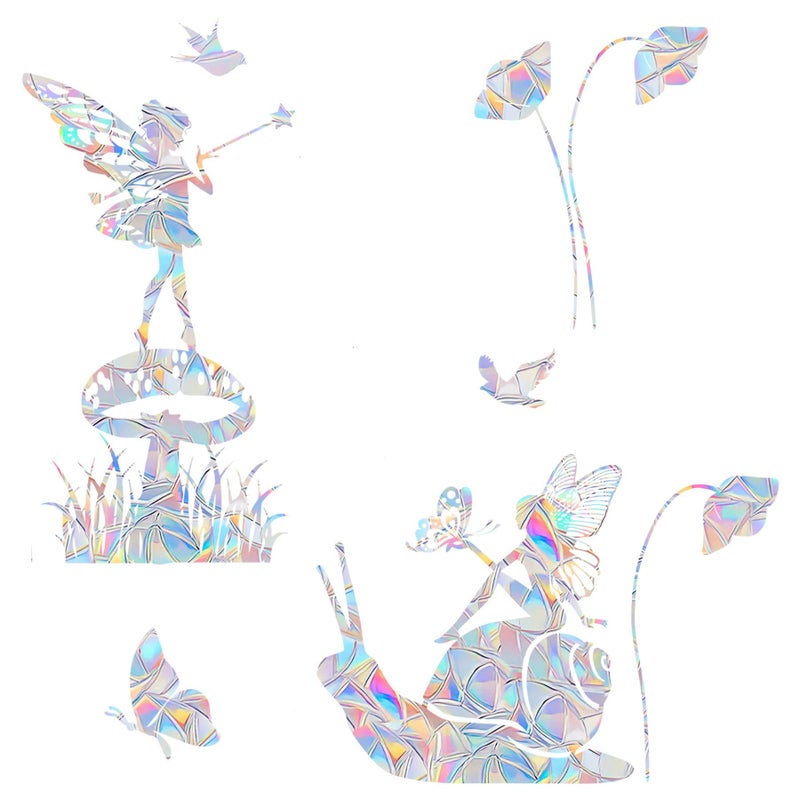 AREAWA ملصقات نافذة طيور قوس قزح من AREAWA 2 غير لاصقة قابلة لإعادة الاستخدام لتزيين الزجاج لمنع اصطدام الطيور وملصقات كاسر الشمس