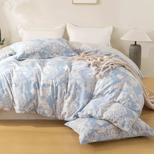 OAITE Duvet Cover Set,100% Cotton Comforter Cover with Floral Pattern Duvet Cover Set,Soft Bedding Set Includes with 3 Piece (2 Pillow Shams,1 Duvet Cover) - Image 3