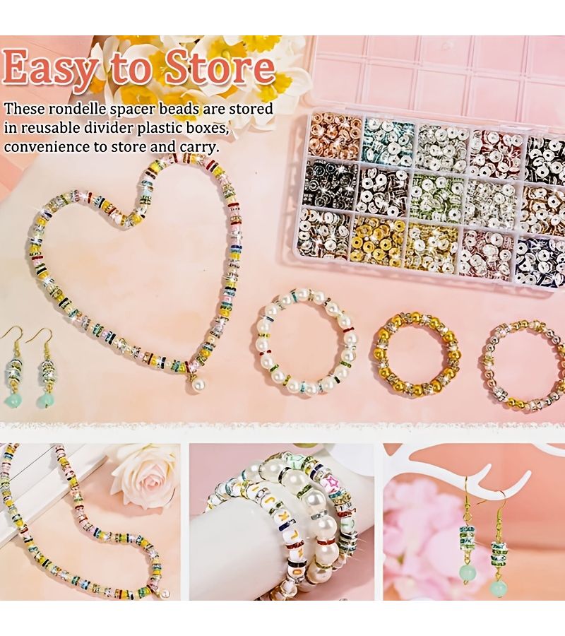50 Pcs Mixed Color Glass Rhinestone Beads with 8mm Clear Spacer Beads for DIY Clothing Hats Cars Parties Festivals and Gift Decorations - Image 5