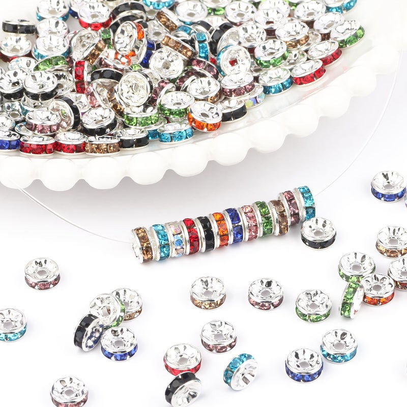 50 Pcs Mixed Color Glass Rhinestone Beads with 8mm Clear Spacer Beads for DIY Clothing Hats Cars Parties Festivals and Gift Decorations - Image 2