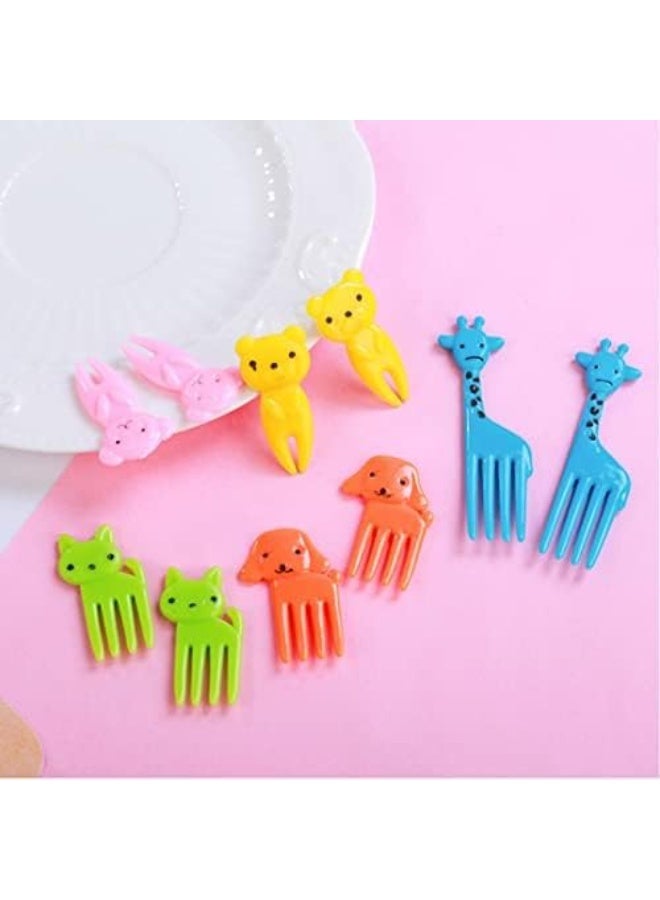 Spaceshoop Set of 10 Lovely Animal Food Fruit Picks Forks, Mini Cute Cartoon Toothpick Sticks Decor for Kids Party Bento Lunch Box Sandwich Appetizer Pastry Decorative Cupcake Baby Dessert - Image 4