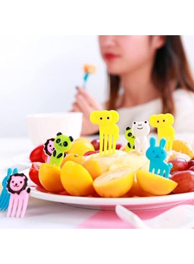 Spaceshoop Set of 10 Lovely Animal Food Fruit Picks Forks, Mini Cute Cartoon Toothpick Sticks Decor for Kids Party Bento Lunch Box Sandwich Appetizer Pastry Decorative Cupcake Baby Dessert - Image 2
