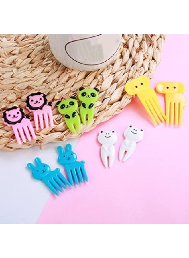 Spaceshoop Set of 10 Lovely Animal Food Fruit Picks Forks, Mini Cute Cartoon Toothpick Sticks Decor for Kids Party Bento Lunch Box Sandwich Appetizer Pastry Decorative Cupcake Baby Dessert - Image 3