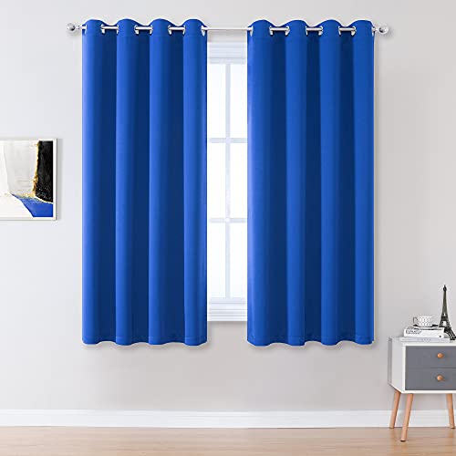 DUALIFE Royal Blue Blackout Curtain Panels/Drapes 45 Inch Length for Boys Bedroom 2 Panels Thermal Insulated Solid Draperies with Grommet for Living Room 52 W x 45 L Inch - Image 1