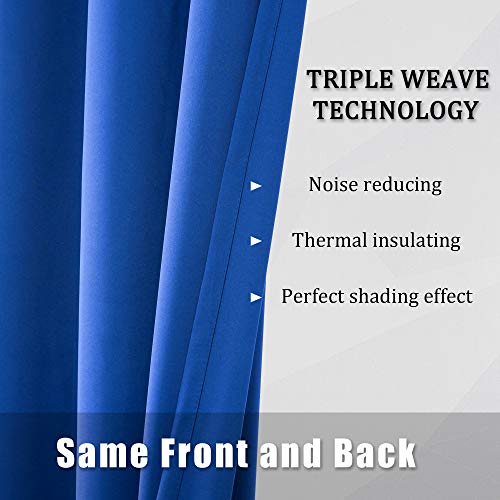 DUALIFE Royal Blue Blackout Curtain Panels/Drapes 45 Inch Length for Boys Bedroom 2 Panels Thermal Insulated Solid Draperies with Grommet for Living Room 52 W x 45 L Inch - Image 5