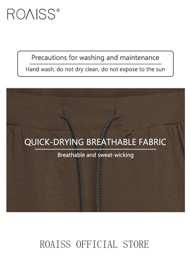 Men Functional Sports Fitness Pants Double Layer Skin Friendly Fabric Breathable Wear Resistant Quick Drying Material Training Pants Lined with Pockets