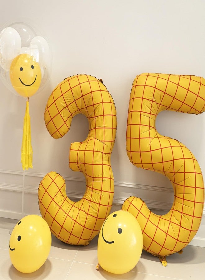 CHANGZHONG 40" Matte Yellow Theme party Number Balloons Helium Foil Mylar Balloon Birthday Party banquet Decoration Square grid Digital 3 - Image 5
