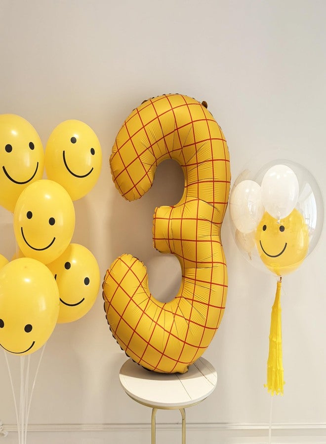 CHANGZHONG 40" Matte Yellow Theme party Number Balloons Helium Foil Mylar Balloon Birthday Party banquet Decoration Square grid Digital 3 - Image 4