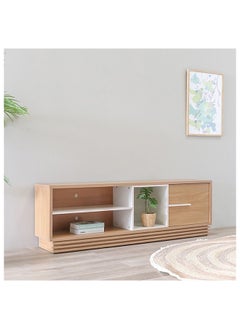 DANUBE HOME Zola TV Cabinet For Up To 65 Inches TV Entertainment Wall Unit Furniture Wooden TV Stand For Living Room Bedroom TV Rack L180xW36.8xH57.8 cm Natural/Off White  - Image 3