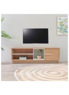 DANUBE HOME Zola TV Cabinet For Up To 65 Inches TV Entertainment Wall Unit Furniture Wooden TV Stand For Living Room Bedroom TV Rack L180xW36.8xH57.8 cm Natural/Off White  - Image 1