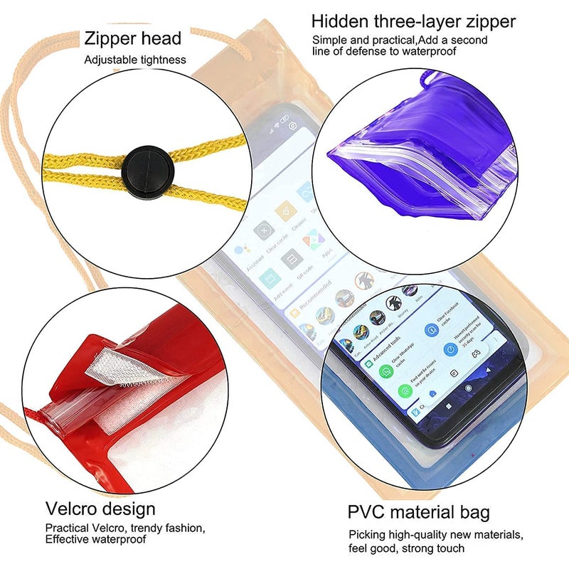 BeFall Waterproof Phone Pouch, rain Mobile Cover, Universal Waterproof Phone Case, Underwater Dry Bag for Mobile, Cash, documents, Water Proof Bag for Beach Boating Swimming Water Park (3MixColor) - Image 4