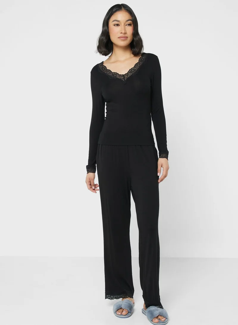 hunkemoller High Waist Pyjama Top And Pants