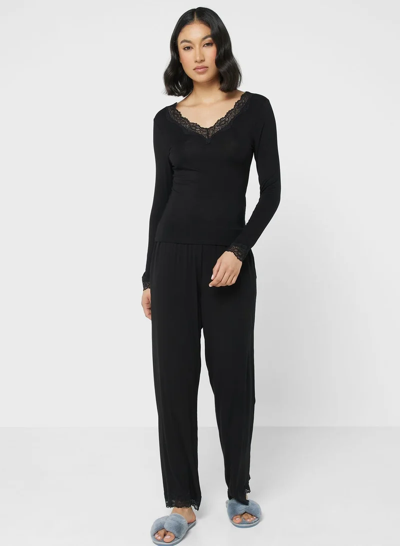 hunkemoller High Waist Pyjama Top And Pants