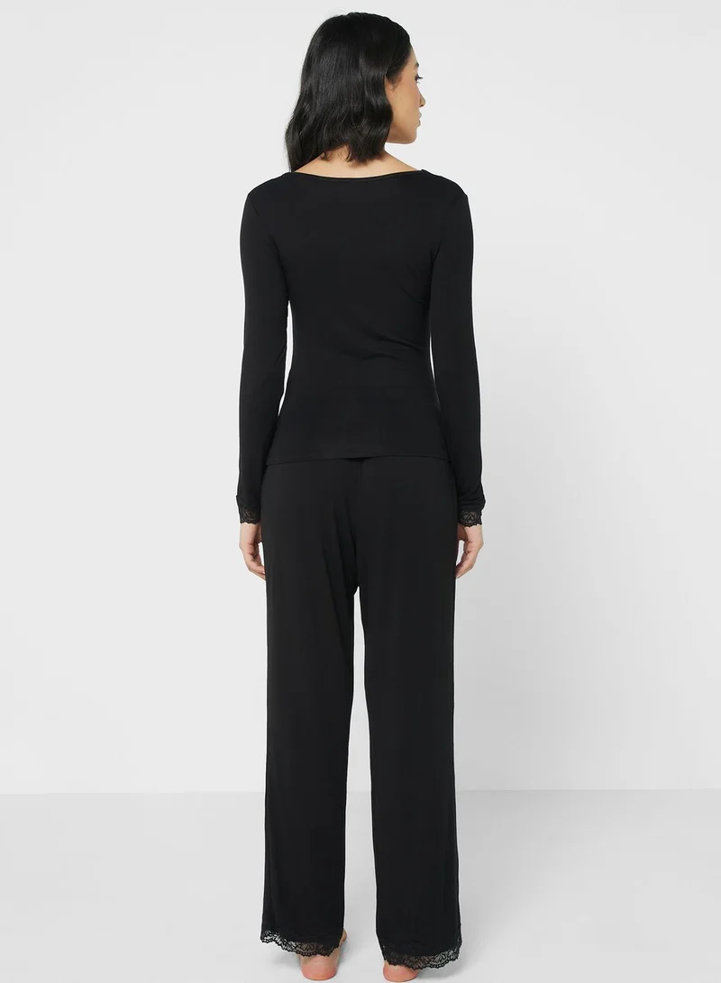 hunkemoller High Waist Pyjama Top And Pants