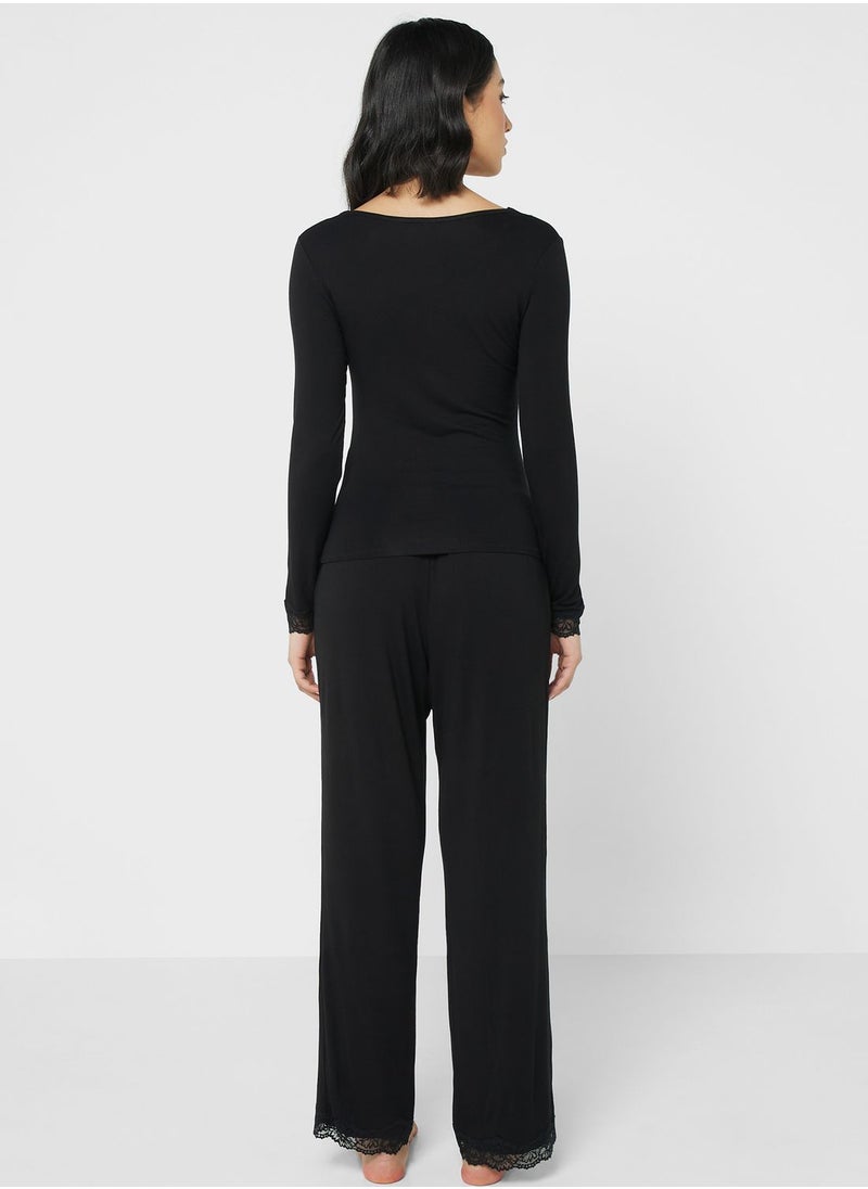 hunkemoller - High Waist Pyjama Top And Pants - Image 1
