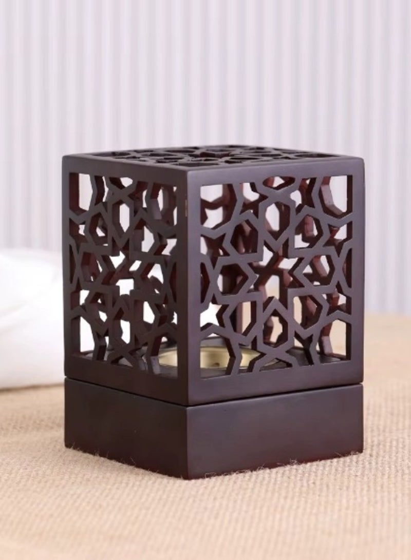 Premium Arabic Bakhoor Burner Brown – Elegant Geometric Metal Incense Holder  | Modern Mabkhara for Home, Ramadan, Gifting - Image 1