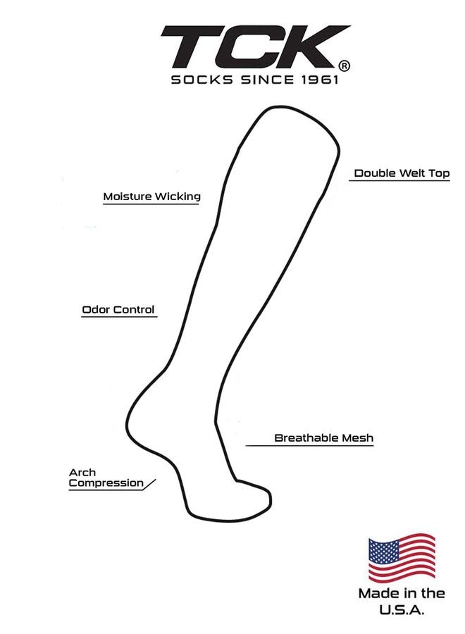 TCK Elite USA Flag Patriot Red White Blue Basketball Football Knee High Socks (Small) - Scarlet/Navy/White,Small - Image 3