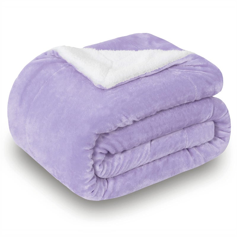 SOCHOW Sherpa Fleece Throw Blanket DoubleSided Super Soft Luxurious Plush Blanket Twin Size 60 inchx80 inch Size Lilac