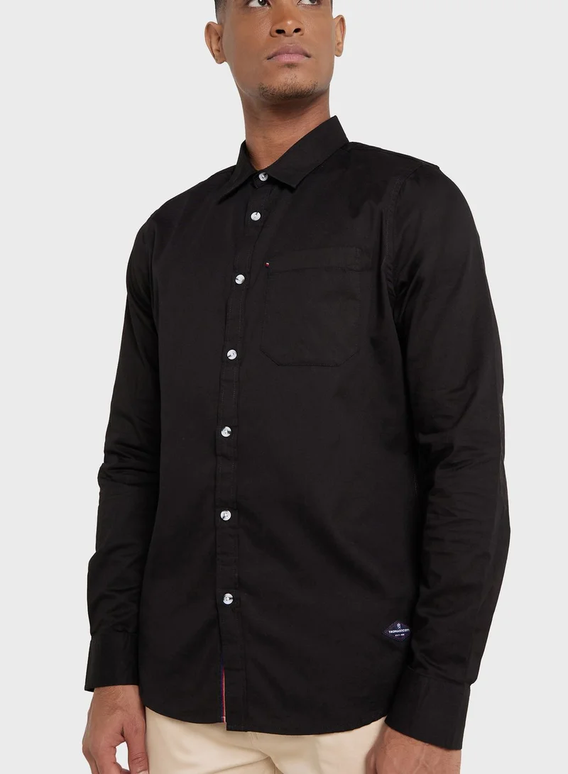 Thomas Scott Thomas Scott Men Black Slim Fit Cotton Casual Sustainable Shirt