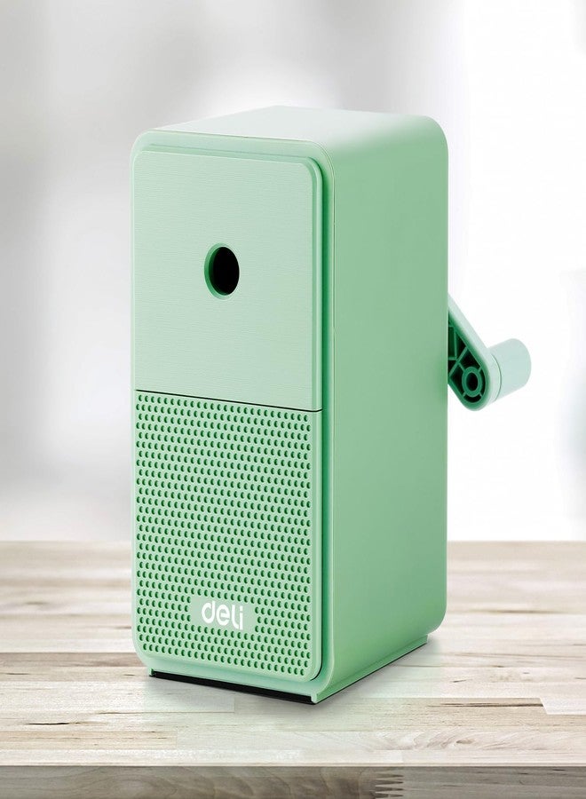 Deli Manual Pencil Sharpener, Auto-in Hand Crank Pencil Sharpener with Adjustable Point for Pencils and Colored Pencils, Pencil Sharpener for Kids, Students, Classroom, Home and Office, Green - Image 1