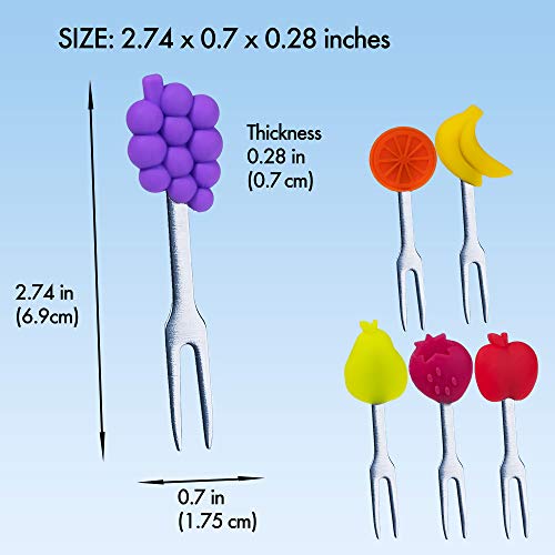 MATICAN Cocktail Forks, 6-Piece Appetizer Forks, Fruit Shapes, Stainless Steel and Silicone Small Forks for Fruits, Cheese, Appetizers - Image 5