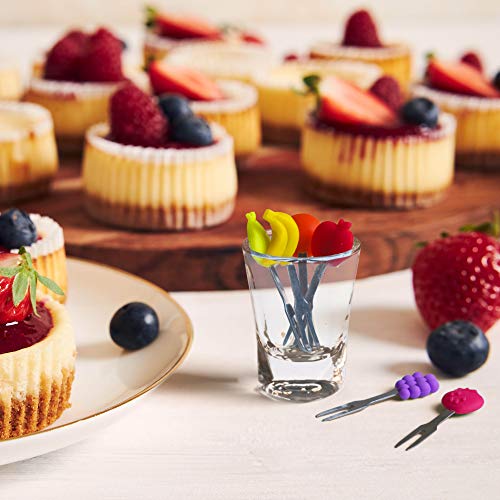 MATICAN Cocktail Forks, 6-Piece Appetizer Forks, Fruit Shapes, Stainless Steel and Silicone Small Forks for Fruits, Cheese, Appetizers - Image 2