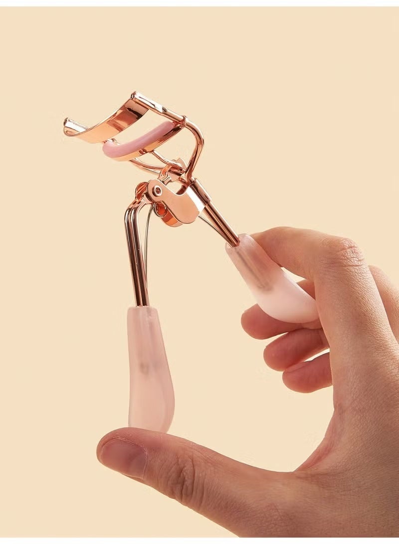 Gecomo Stainless Steel Eyelash Curler with 6 Pink Refill Pads, Pain Free Lash Curler with Silicone Handle, Ergonomic Design, Fits All Eye Shapes & Sizes, Portable Lash Curler for Women (Pink) - Image 4