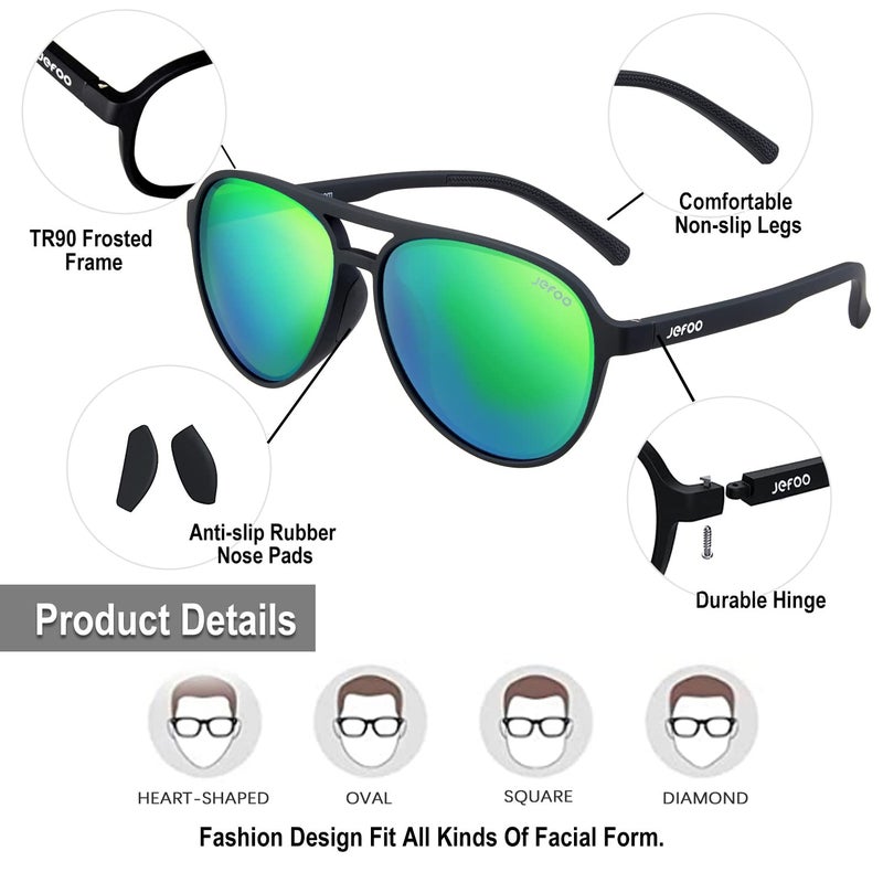 Jefoo Polarized Aviator Sunglasses for Women Men Retro Trendy Sports Sunglasses for Outdoor UV400 Protection - Image 5
