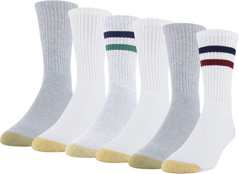 GOLDTOE Men's Cotton Blend Athletic Crew Socks, 6-pairs - Image 1