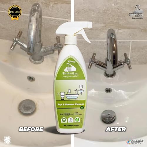 HerbyShine Hard Water Stain Remover 1L | Limescale & Rust Remover for Bathroom Taps, Shower & Tiles | Removes Calcium Deposits, Soap Scum & Water Marks | No Scrub Bathroom Cleaner Pack 1 - Image 3