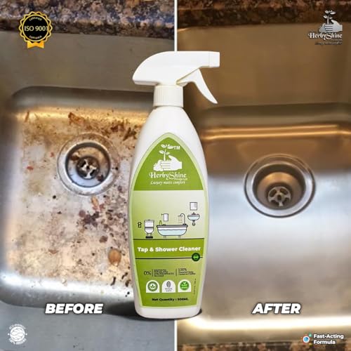 HerbyShine Hard Water Stain Remover 1L | Limescale & Rust Remover for Bathroom Taps, Shower & Tiles | Removes Calcium Deposits, Soap Scum & Water Marks | No Scrub Bathroom Cleaner Pack 1 - Image 2