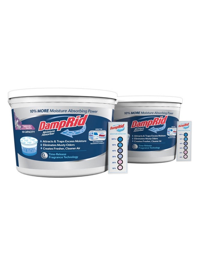 DampRid DampRid Hi-Capacity Moisture Absorber Bucket, Lavender Vanilla, 2 lb. 15.5 oz. & Moisture Detection Strip (2 Pack), Attracts & Traps Excess Moisture  - Image 1