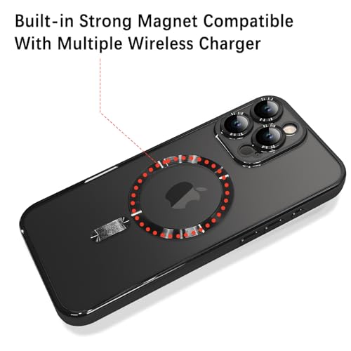 OOK Magnetic Case Made for iPhone 16 Pro Max 69 Inch Builtin Camera Lens Protector Compatible with MagSafe Soft TPU AntiScratch Shockproof Protective Slim Clear Case for Women Men Black - Image 3