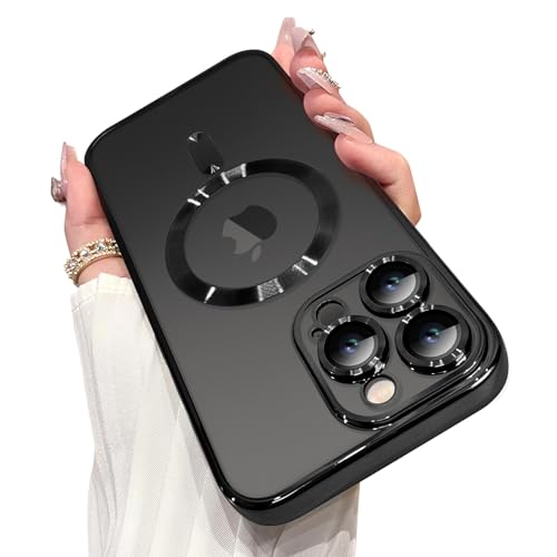 OOK Magnetic Case Made for iPhone 16 Pro Max 69 Inch Builtin Camera Lens Protector Compatible with MagSafe Soft TPU AntiScratch Shockproof Protective Slim Clear Case for Women Men Black - Image 1