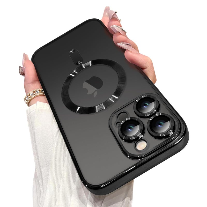 OOK Magnetic Case Made for iPhone 16 Pro Max 69 Inch Builtin Camera Lens Protector Compatible with MagSafe Soft TPU AntiScratch Shockproof Protective Slim Clear Case for Women Men Black - Image 2