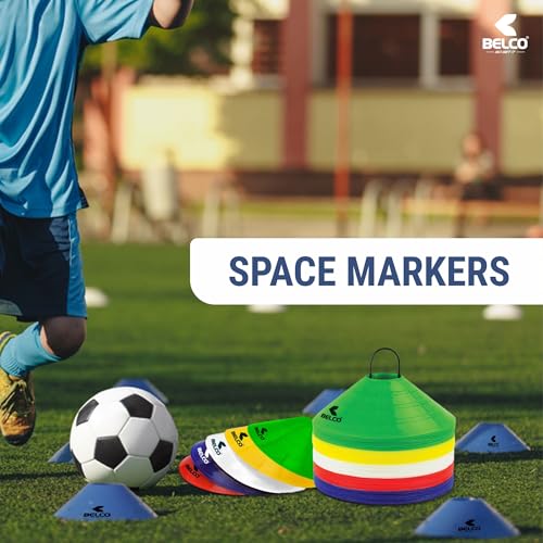 Belco Sports PVC Cones, Pack 6, 10 Space Markers and Ladder Agility, 4 Meter Combos (Multicolour, 6 Inch) - Image 3