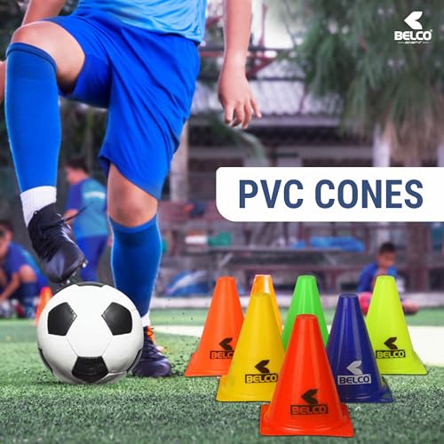 Belco Sports PVC Cones, Pack 6, 10 Space Markers and Ladder Agility, 4 Meter Combos (Multicolour, 6 Inch) - Image 2