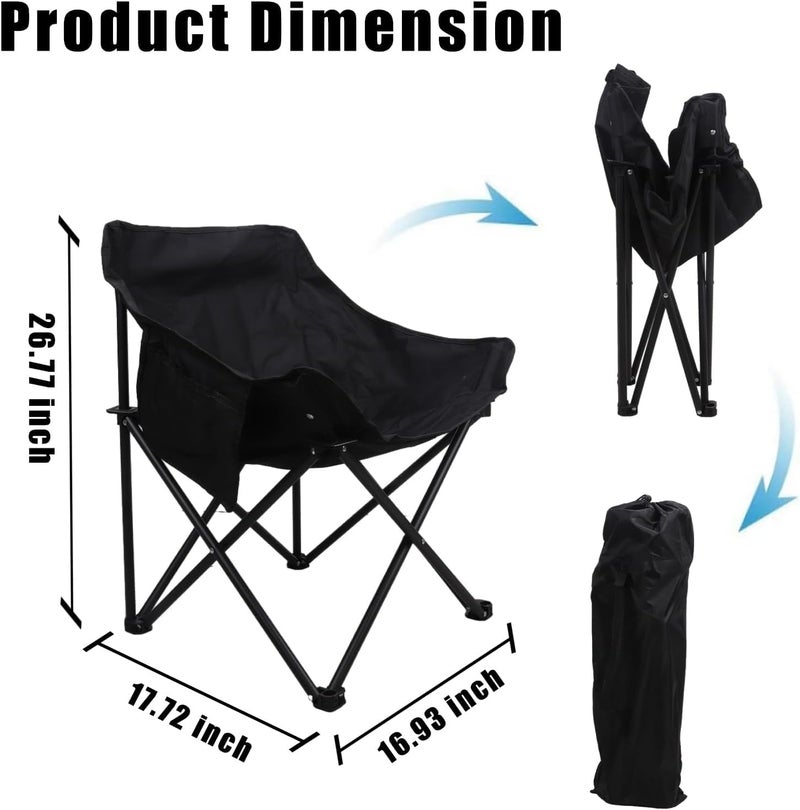 Niyam Folding Chair Big with Side Pocket - Portable Foldable Nylon Base Fabric Camping Chair for Fishing Beach Picnic Outdoor Garden Chair (Moon, Black) - Image 4