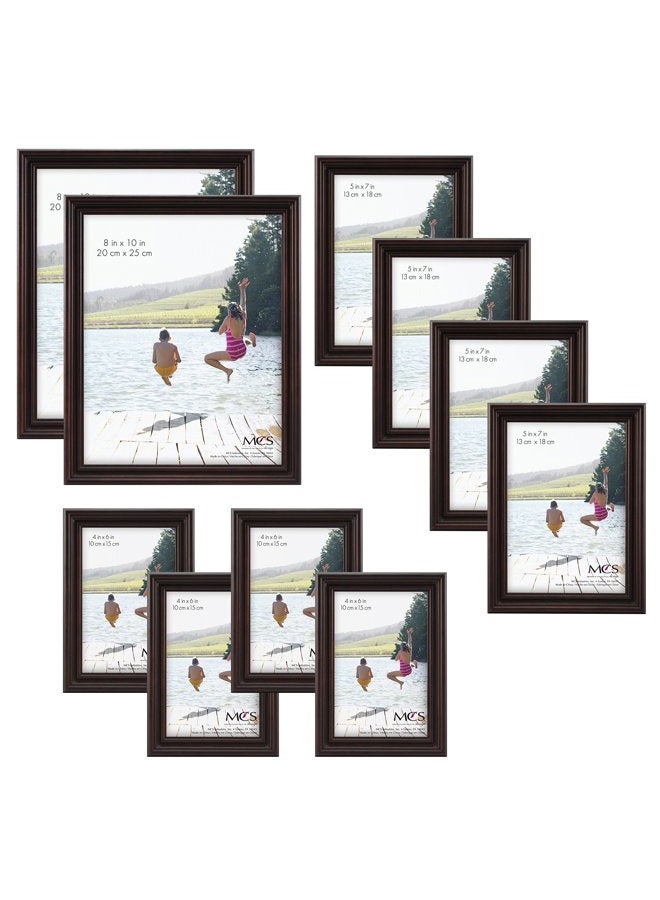 Mcs 10Pc Multi Pack Picture Frame Value Set - Two 8X10 Inch, Four 5X7 Inch, Four 4X6 In, Mahogany (65705) - Image 1