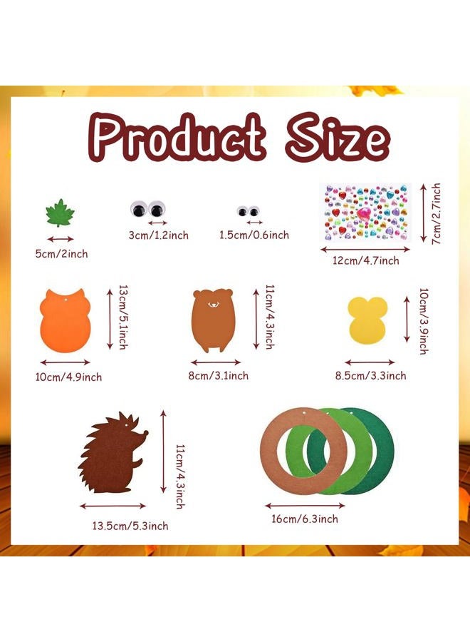 Geluode Fall Craft Kits 76 PCS,Thanksgiving Owls Hedgehogs DIY Maple Leaves Wreath with Wiggle Eyes,Hanging Ornaments for Autumn Thanksgiving Harvest Halloween Home Classroom Party Supplies - Image 2