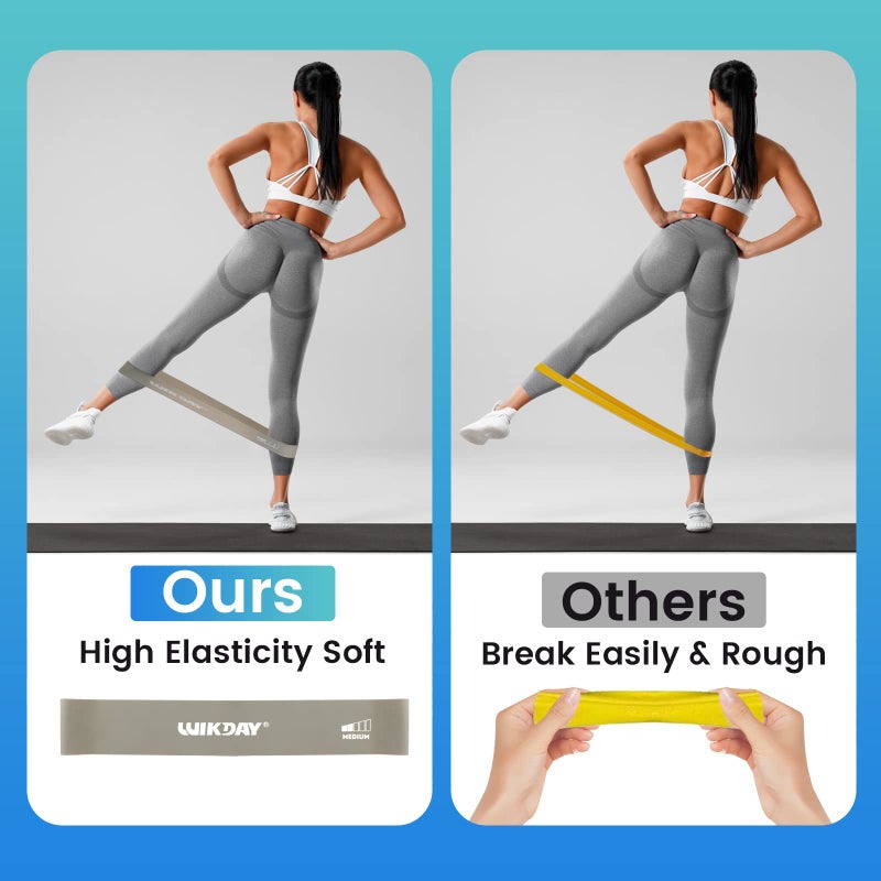 WIKDAY Resistance Bands for Working Out Exercise Loop Bands Workout Bands Set for Men Women Body Stretching, Training, Home Workout, Physical Therapy, Booty Legs, Set of 5 (Gray) - Image 5