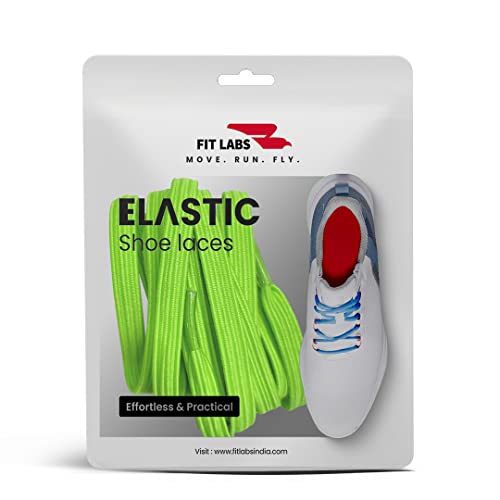 Fit Labs No Tie Shoelaces for Kids and Adult - Elastic Flat Shoelaces for Sneakers, Boots, Board Shoes, Casual Shoes - One Size Fits All - Pack of 1 Pair (Green) - Image 1