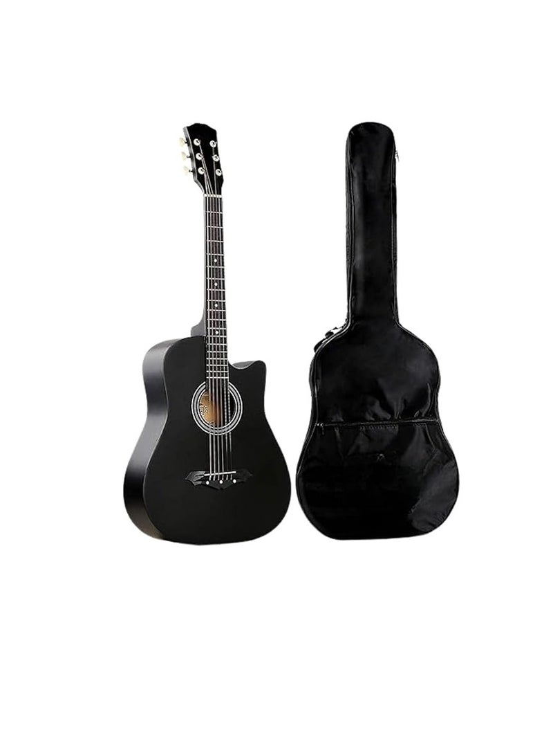 Megarya 38 Inch Black Cutaway Acoustic Guitar For Beginners With Bag - Image 1