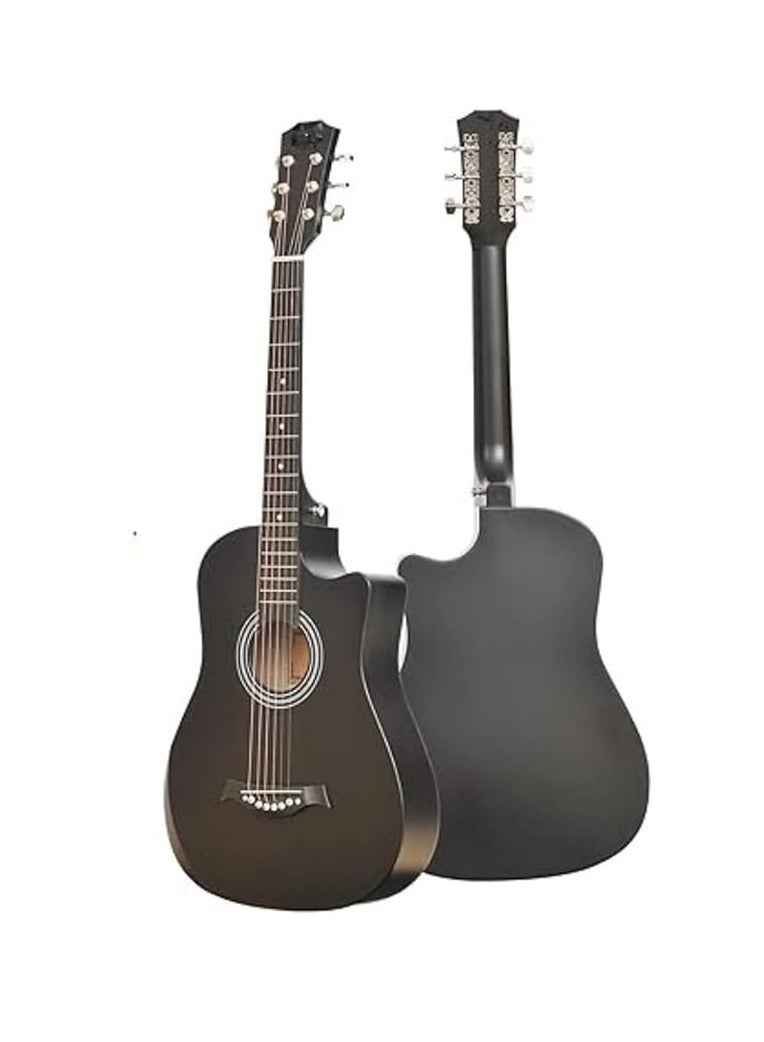 Megarya 38 Inch Black Cutaway Acoustic Guitar For Beginners With Bag - Image 2