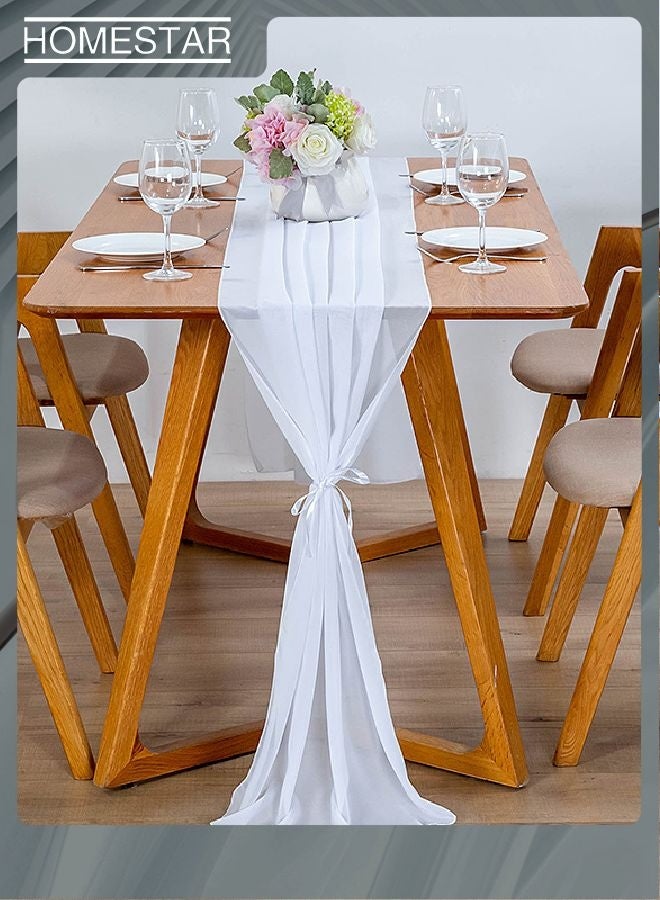 هومستر شيفون الجدول الجاري 29x120 بوصة شاير حفل الزفاف الجاري الجدول الريفي الرومانسي لعيد الفصح عيد الشكر عيد الميلاد ديكورات دش الطفل الأبيض - Image 1