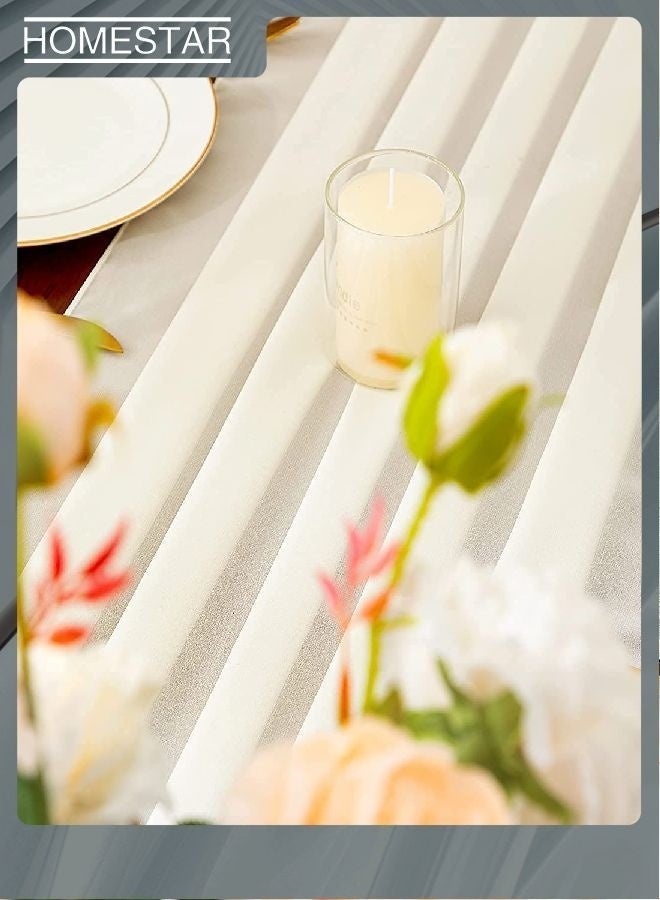 HOMESTAR Chiffon Table Runner 29x120 Inches Sheer Wedding Runner Romantic Rustic Table Runner for Easter Thanksgiving Christmas Baby Shower Decorations White - Image 3