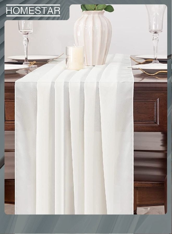HOMESTAR Chiffon Table Runner 29x120 Inches Sheer Wedding Runner Romantic Rustic Table Runner for Easter Thanksgiving Christmas Baby Shower Decorations White - Image 4