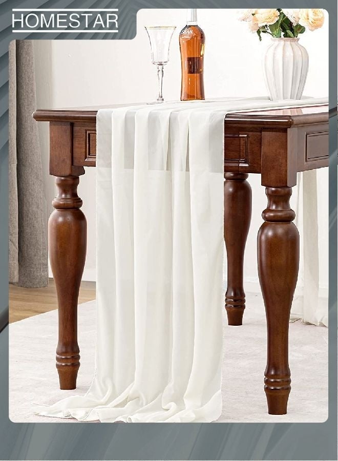 HOMESTAR Chiffon Table Runner 29x120 Inches Sheer Wedding Runner Romantic Rustic Table Runner for Easter Thanksgiving Christmas Baby Shower Decorations White - Image 2